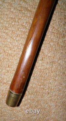 Antique Rustic Walking Stick Hand-Carved Leaves & Berries & Bird Talon Handle