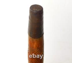 Antique SCOTTISH FOLK ART Carved Wood Walking Stick Stag Thistles & Snake c1930s Antique SCOTTISH FOLK ART Carved Wood Walking Stick Stag Thistles & Snake c1930s