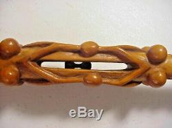 Antique SUPER FOLK ART Carved PUZZLE CANE Walking Stick Dated 1917