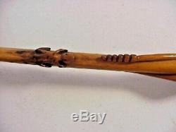 Antique SUPER FOLK ART Carved PUZZLE CANE Walking Stick Dated 1917