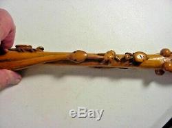 Antique SUPER FOLK ART Carved PUZZLE CANE Walking Stick Dated 1917