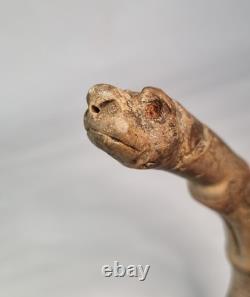 Antique Semi-Flexible Whangee Bamboo Cane Walking Stick Hand Carved Dog Handle
