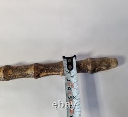 Antique Semi-Flexible Whangee Bamboo Cane Walking Stick Hand Carved Dog Handle
