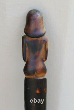 Antique Sept 1945 Hand Carved Walking Stick, Cane, Signed, Tribal, African, Explorer