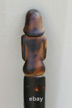 Antique Sept 1945 Hand Carved Walking Stick, Cane, Signed, Tribal, African, Explorer