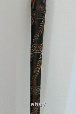 Antique Sept 1945 Hand Carved Walking Stick, Cane, Signed, Tribal, African, Explorer