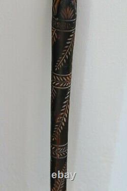 Antique Sept 1945 Hand Carved Walking Stick, Cane, Signed, Tribal, African, Explorer