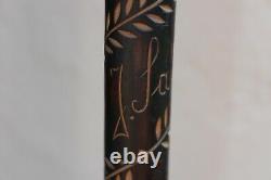 Antique Sept 1945 Hand Carved Walking Stick, Cane, Signed, Tribal, African, Explorer