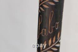 Antique Sept 1945 Hand Carved Walking Stick, Cane, Signed, Tribal, African, Explorer