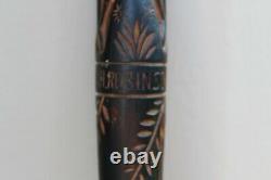 Antique Sept 1945 Hand Carved Walking Stick, Cane, Signed, Tribal, African, Explorer
