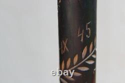 Antique Signed Hand Carved Walking Stick Sept 1945 Cane Tribal African Explorer