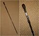 Antique Silver Carved Treen Show Dress Cane / Swagger Stick 79.5cm