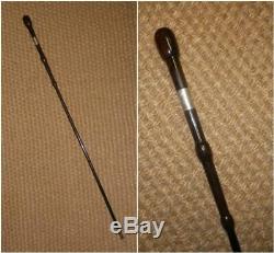 Antique Silver Carved Treen Show Dress Cane / Swagger Stick 79.5cm