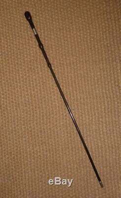 Antique Silver Carved Treen Show Dress Cane / Swagger Stick 79.5cm