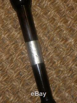 Antique Silver Carved Treen Show Dress Cane / Swagger Stick 79.5cm