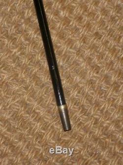 Antique Silver Carved Treen Show Dress Cane / Swagger Stick 79.5cm