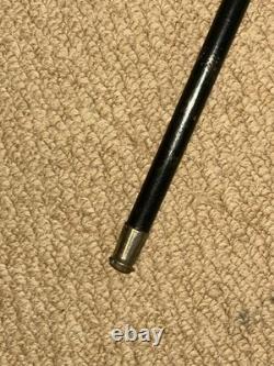 Antique Slender Walking Stick / Cane Hand-Carved & Striped Handle