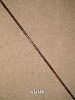 Antique Slim Walking Stick / Cane Hand-Carved Parrot Head Gold Collar By Brigg