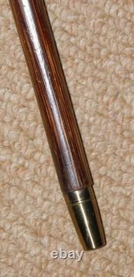 Antique Slim Walking Stick / Cane Hand-Carved Parrot Head Gold Collar By Brigg