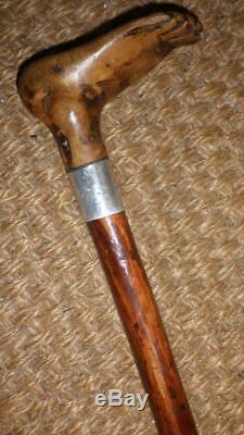 Antique Solid Wooden Hand Carved Foot Walking Stick/Dress Cane'C. A. S