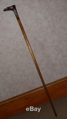 Antique Solid Wooden Hand Carved Foot Walking Stick/Dress Cane -Card Suits Theme