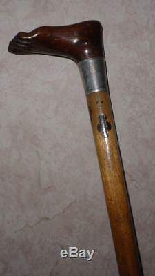 Antique Solid Wooden Hand Carved Foot Walking Stick/Dress Cane -Card Suits Theme