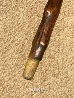 Antique South African Walking Stick Hand-Carved Paul Kruger Top & Floral Shaft