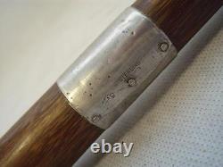 Antique Sterling Silver Hand Carved Boxer Dog Walking Stick Cane. Glass Eyes