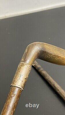 Antique Sunday Stick Carved Bovine Horn & Silver Collar Requires Repair