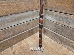 Antique Tall African Tribal Carved Walking Stick Hand Crafted Nude Snake Faces