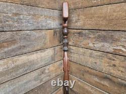 Antique Tall African Tribal Carved Walking Stick Hand Crafted Nude Snake Faces