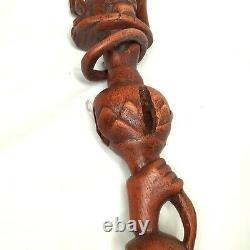 Antique Tonga Religious Walking Stick Hand-Carved Nyami Nyami & Praying People