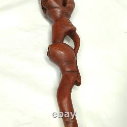 Antique Tonga Religious Walking Stick Hand-Carved Nyami Nyami & Praying People