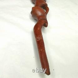 Antique Tonga Religious Walking Stick Hand-Carved Nyami Nyami & Praying People