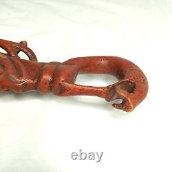 Antique Tonga Religious Walking Stick Hand-Carved Nyami Nyami & Praying People