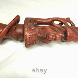 Antique Tonga Religious Walking Stick Hand-Carved Nyami Nyami & Praying People