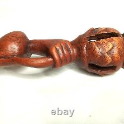 Antique Tonga Religious Walking Stick Hand-Carved Nyami Nyami & Praying People