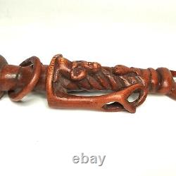 Antique Tonga Religious Walking Stick Hand-Carved Nyami Nyami & Praying People