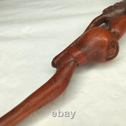 Antique Tonga Religious Walking Stick Hand-Carved Nyami Nyami & Praying People