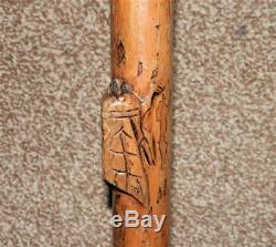 Antique Treen Hand Carved Locust Rustic Walking Stick 89cm