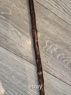 Antique Treen Rustic Walking Stick Hand Carved Human Foot Handle One Piece 86cm