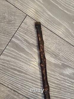 Antique Treen Rustic Walking Stick Hand Carved Human Foot Handle One Piece 86cm