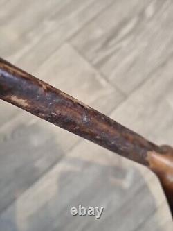 Antique Treen Rustic Walking Stick Hand Carved Human Foot Handle One Piece 86cm