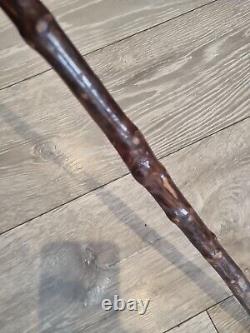 Antique Treen Rustic Walking Stick Hand Carved Human Foot Handle One Piece 86cm