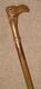 Antique Treen Walking Stick / Cane Hand-Carved Camel Head Top With Glass Eyes