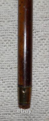 Antique Treen Walking Stick / Cane Hand-Carved Hand & Skull Antler Handle