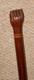 Antique Treen Walking Stick / Cane Hand-Carved Top With Fist Inlaid Wood Collar
