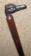 Antique Treen Walking Stick / Cane With Hand Carved Bird Head Top Glass Eyes