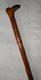 Antique Treen Walking Stick Hand-Carved Boot Top Jaguar / Snake Carved Shaft