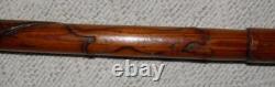 Antique Treen Walking Stick Hand-Carved Boot Top Jaguar / Snake Carved Shaft